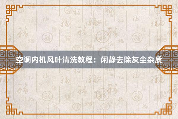 空调内机风叶清洗教程：闲静去除灰尘杂质